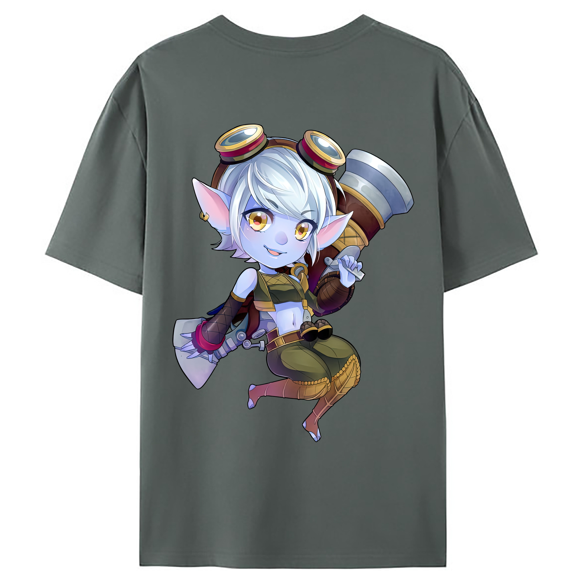 （画像用） リーグ・オブ・レジェンド League of Legends LOL 綿100％ メンズ半袖Tシャツ（バックプリント） 通気性